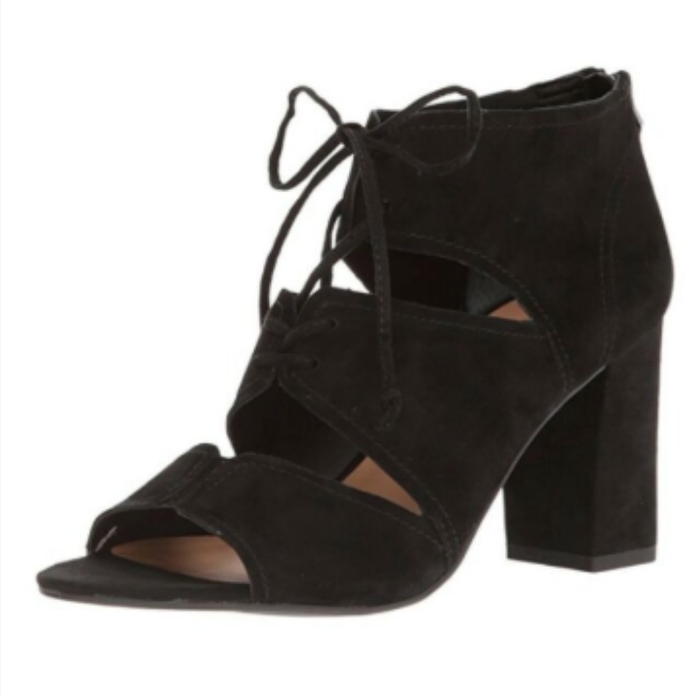 FRANCO SARTO Suede Lace Up Open Toe Bootie sz 9